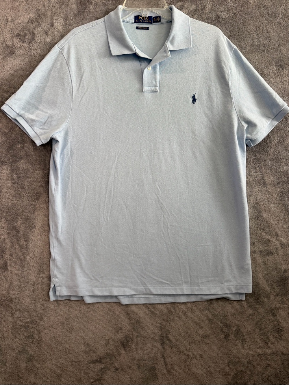Polo Ralph Lauren Men’s XL Custom Slim Fit Light Blue Pony Logo Polo Shirt